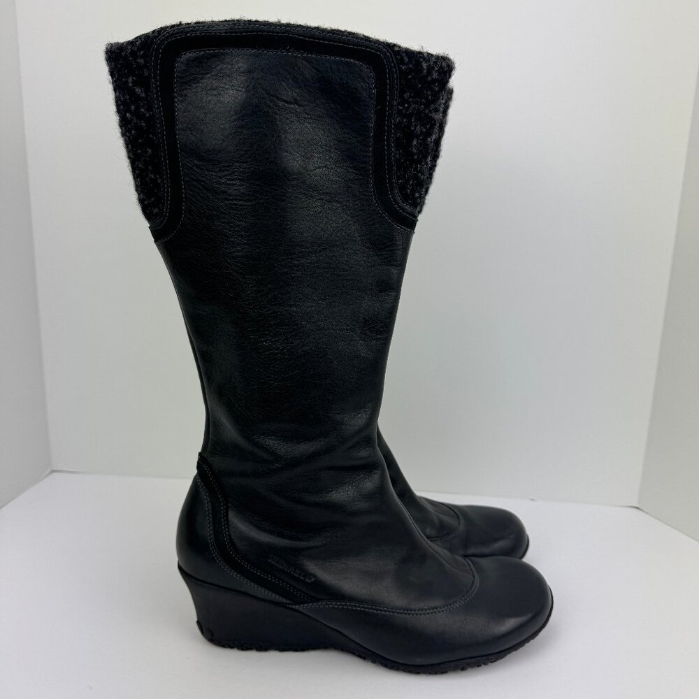 Merrell Larkspur Black Leather Wedge Tall Boots